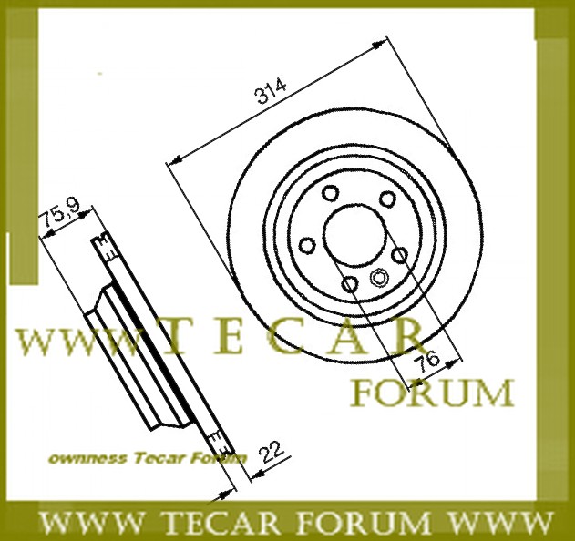 7L6615601G - Диск тормозной задний 314x22mm 5/120 vw touareg vw transporter 7L6615601G - Диск тормозной задний 314x22mm 5/120 vw touareg vw transporter